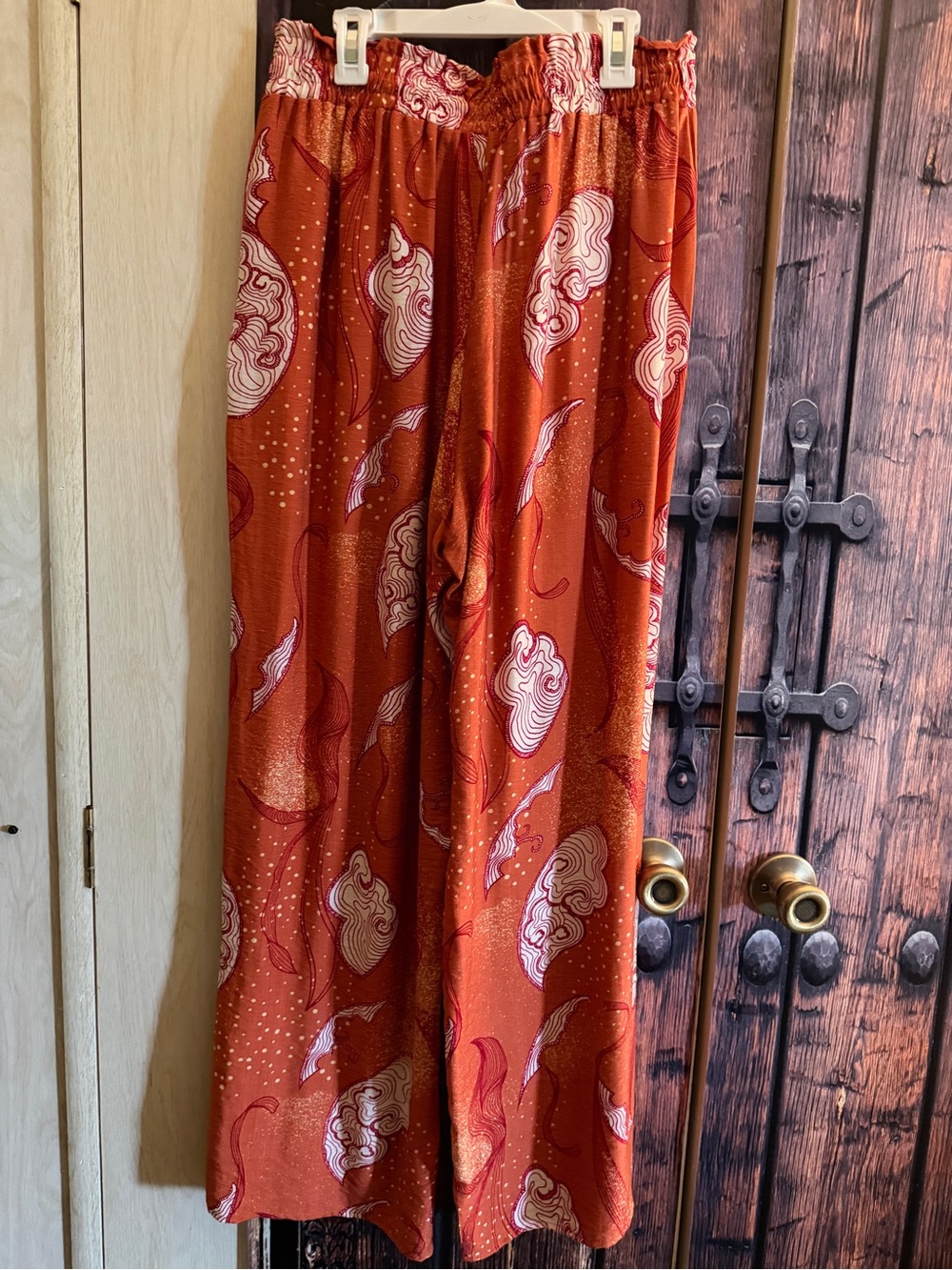 RACHEL Rachel Roy Burnt Orange & White Abstract Wide Leg Pants - Picture 4 of 5